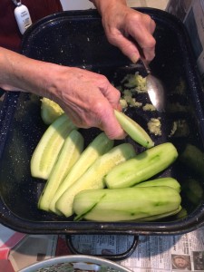 Removing seeds with a sharp spoon