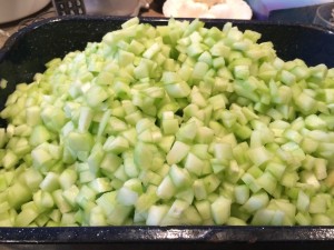 Chopped cukes - soon-to-be mustard pickles
